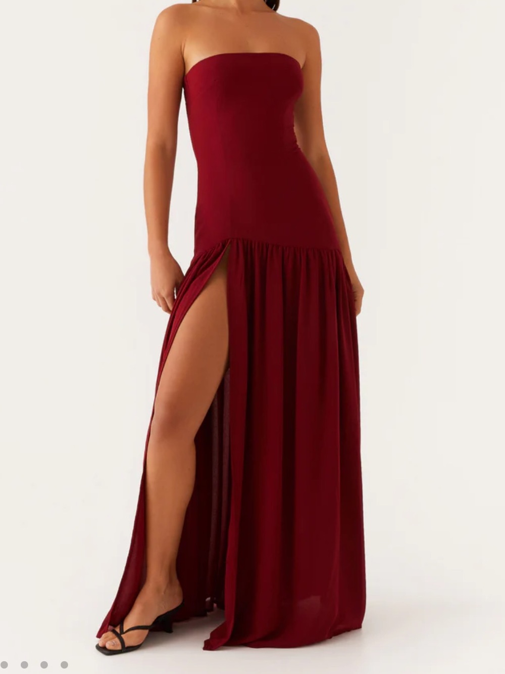 Peppermayo Strapless Maxi Dress in Wine Red